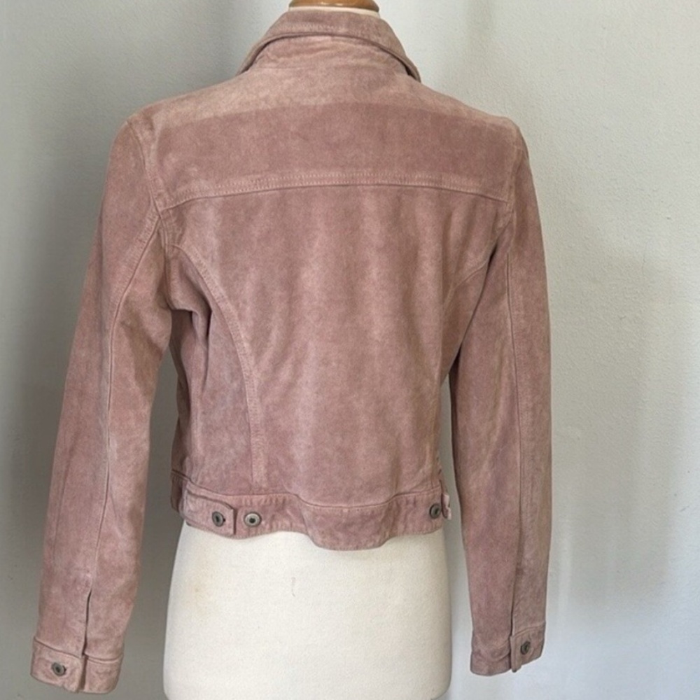 GAP Suede Y2K Trucker Jacket in Dusty Pale Pink 💓 - Picture 2 of 5